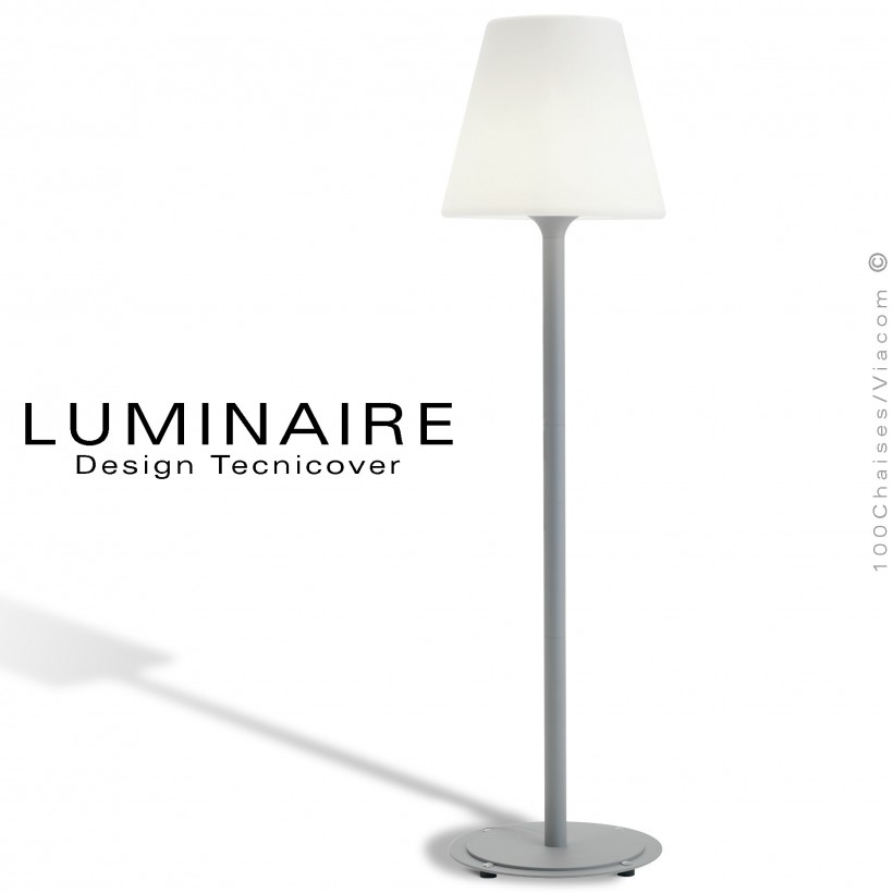 Lampadaire / lampe de sol / lampe sur pied EOS, structure aluminium peint, diffuseur lumineux résine blanche.