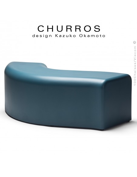 Banquette modulable CHURROS revêtement lisse, souple d'aspect molletonné en PolyPlus, couleur bleu pétrole.