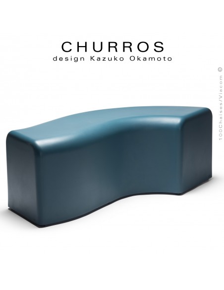 Banquette modulable CHURROS revêtement lisse, souple d'aspect molletonné en PolyPlus, couleur bleu pétrole.