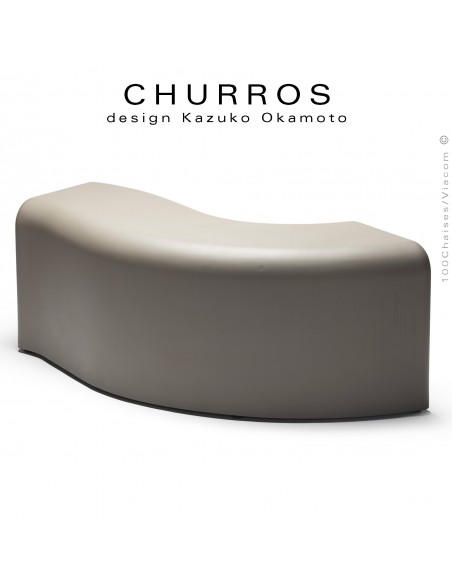 Banquette modulable CHURROS revêtement lisse, souple d'aspect molletonné en PolyPlus, couleur gris.