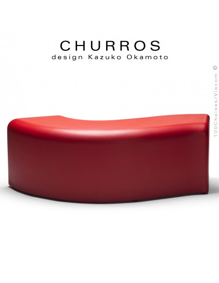 Banquette modulable CHURROS revêtement lisse, souple d'aspect molletonné en PolyPlus, couleur rouge.