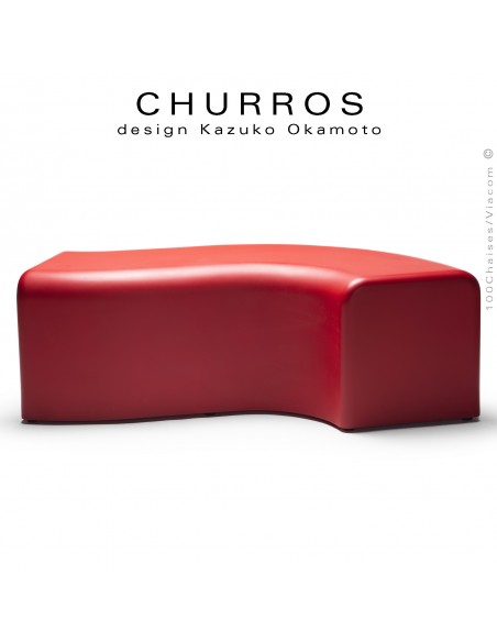 Banquette modulable CHURROS revêtement lisse, souple d'aspect molletonné en PolyPlus, couleur rouge.