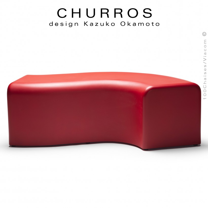 Banquette modulable CHURROS revêtement lisse, souple d'aspect molletonné en PolyPlus, couleur rouge.