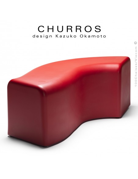 Banquette modulable CHURROS revêtement lisse, souple d'aspect molletonné en PolyPlus, couleur rouge.