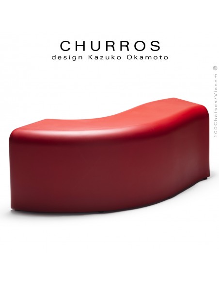 Banquette modulable CHURROS revêtement lisse, souple d'aspect molletonné en PolyPlus, couleur rouge.