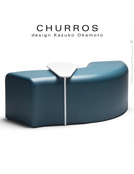 Banquette modulable d'extérieur CHURROS assise plastique souple d'aspect molletonné en PolyPlus couleur bleu pétrole.