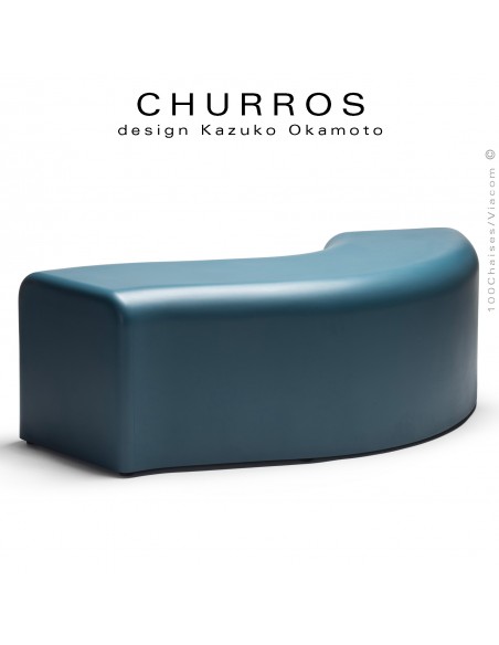 Banquette modulable d'extérieur CHURROS assise plastique souple d'aspect molletonné en PolyPlus couleur bleu pétrole.