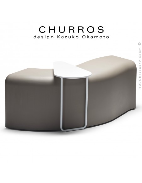 Banquette modulable d'extérieur CHURROS assise plastique souple d'aspect molletonné en PolyPlus couleur grise.