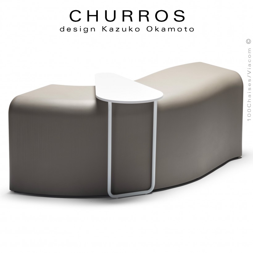 Banquette modulable d'extérieur CHURROS assise plastique souple d'aspect molletonné en PolyPlus couleur grise.