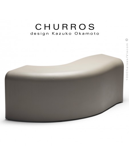 Banquette modulable d'extérieur CHURROS assise plastique souple d'aspect molletonné en PolyPlus couleur grise.