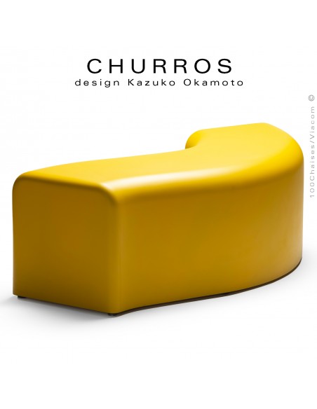 Banquette modulable d'extérieur CHURROS assise plastique souple d'aspect molletonné en PolyPlus couleur jaune.