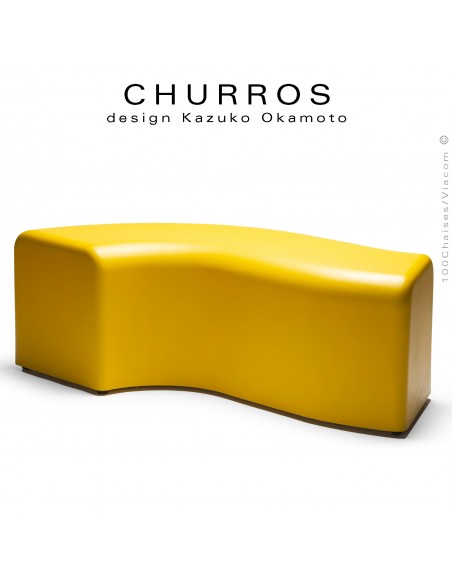 Banquette modulable d'extérieur CHURROS assise plastique souple d'aspect molletonné en PolyPlus couleur jaune.