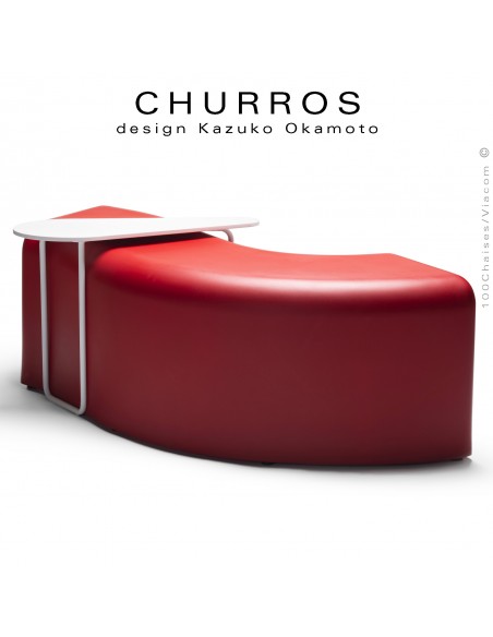 Banquette modulable d'extérieur CHURROS assise plastique souple d'aspect molletonné en PolyPlus couleur rouge.