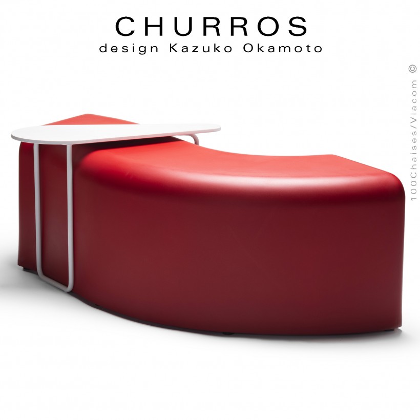 Banquette modulable d'extérieur CHURROS assise plastique souple d'aspect molletonné en PolyPlus couleur rouge.