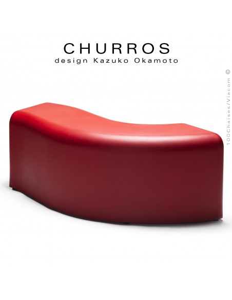 Banquette modulable d'extérieur CHURROS assise plastique souple d'aspect molletonné en PolyPlus couleur rouge.