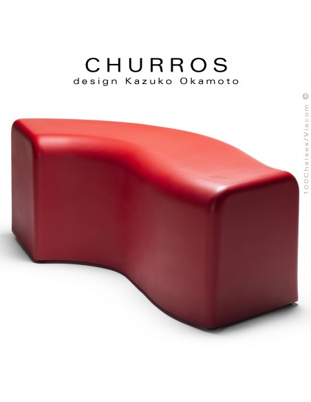 Banquette modulable d'extérieur CHURROS assise plastique souple d'aspect molletonné en PolyPlus couleur rouge.