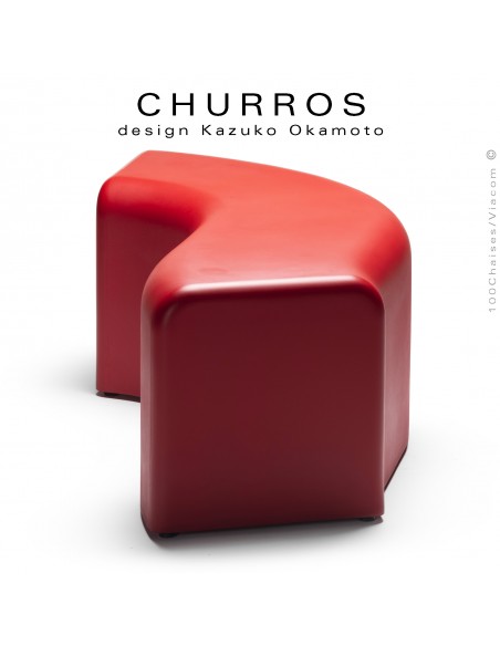 Banquette modulable d'extérieur CHURROS assise plastique souple d'aspect molletonné en PolyPlus couleur rouge.