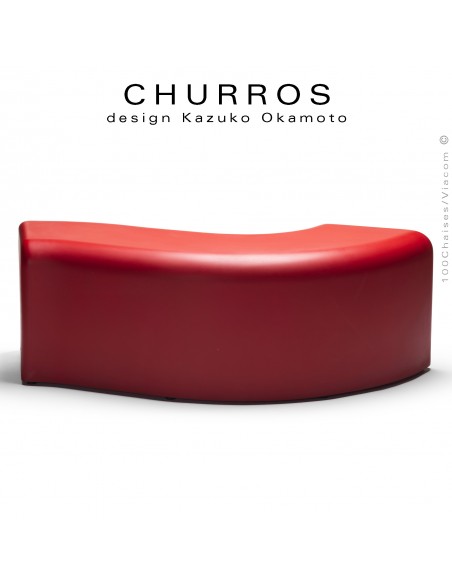 Banquette modulable d'extérieur CHURROS assise plastique souple d'aspect molletonné en PolyPlus couleur rouge.