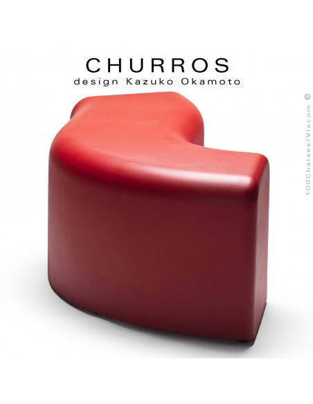 Banquette modulable d'extérieur CHURROS assise plastique souple d'aspect molletonné en PolyPlus couleur rouge.