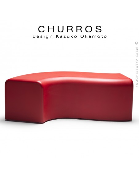 Banquette modulable d'extérieur CHURROS assise plastique souple d'aspect molletonné en PolyPlus couleur rouge.