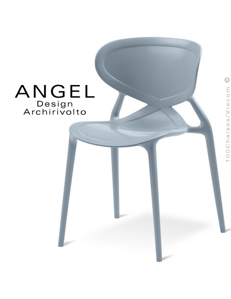 Chaise plastique ANGEL-L, couleur bleu lavande, empilable pour extérieur.