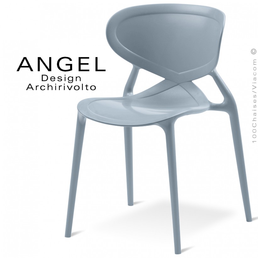 Chaise plastique ANGEL-L, couleur bleu lavande, empilable pour extérieur.