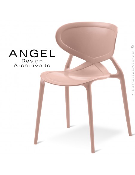 Chaise plastique ANGEL-L, couleur rose, empilable pour extérieur.