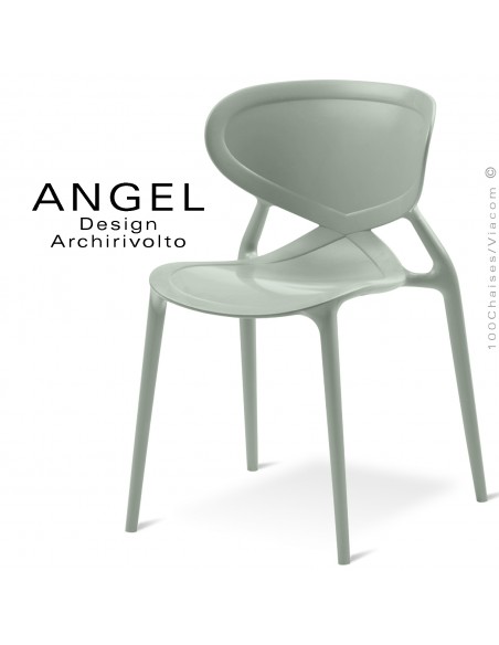 Chaise plastique ANGEL-L, couleur vert olive, empilable pour extérieur.