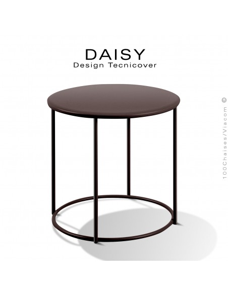 Petite table basse ronde Ø43 cm., d'appoint pour extérieur DAISY, structure acier galvanisé finition peint, bronze.