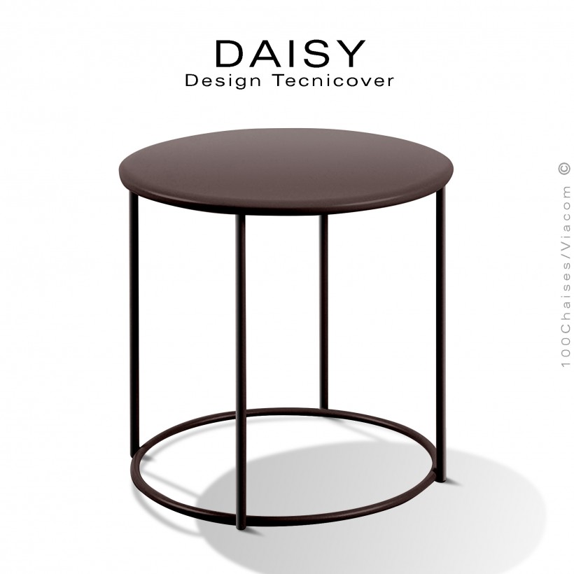 Petite table basse ronde Ø43 cm., d'appoint pour extérieur DAISY, structure acier galvanisé finition peint, bronze.