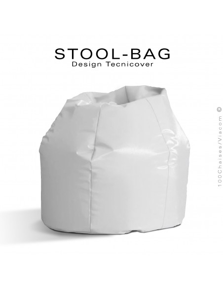 Pouf ou coussin géant XXL flottant pour piscine STOOL-BAG, billes de polystyrène, housse hydrofuge couleur blanche.