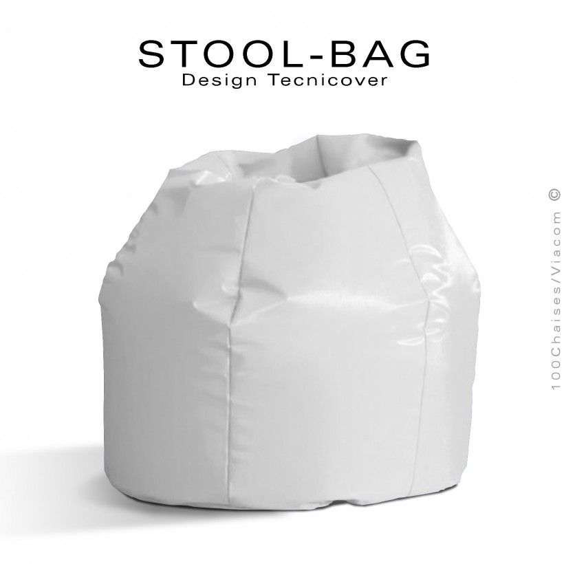 Pouf ou coussin géant XXL flottant pour piscine STOOL-BAG, billes de polystyrène, housse hydrofuge couleur blanche.