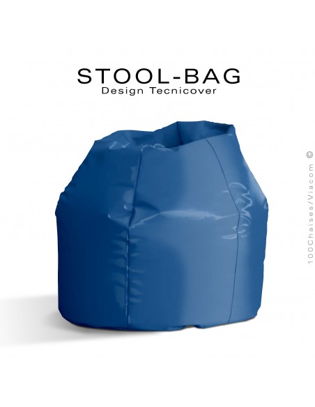 Pouf ou coussin géant XXL flottant pour piscine STOOL-BAG, billes de polystyrène, housse hydrofuge couleur bleu.