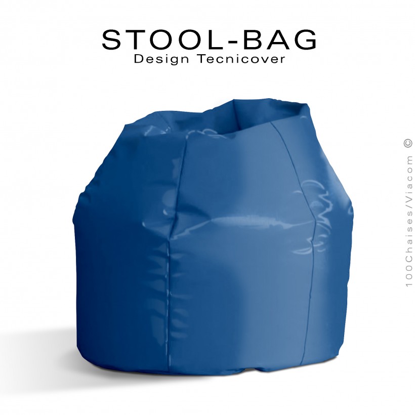 Pouf ou coussin géant XXL flottant pour piscine STOOL-BAG, billes de polystyrène, housse hydrofuge couleur bleu.