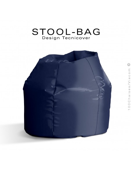 Pouf ou coussin géant XXL flottant pour piscine STOOL-BAG, billes de polystyrène, housse hydrofuge couleur bleu marine.