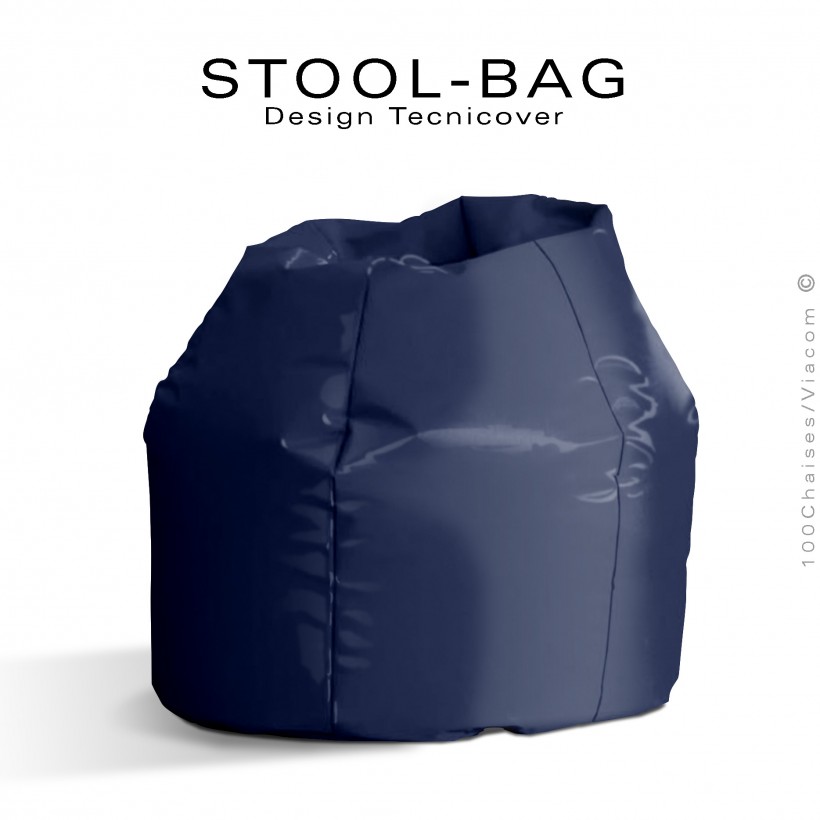 Pouf ou coussin géant XXL flottant pour piscine STOOL-BAG, billes de polystyrène, housse hydrofuge couleur bleu marine.