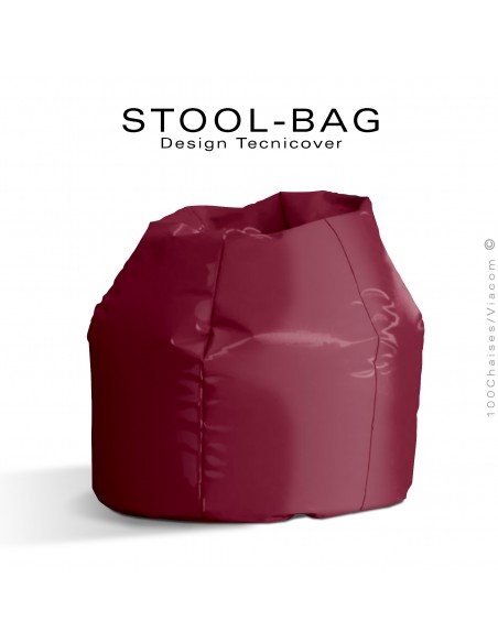 Pouf ou coussin géant XXL flottant pour piscine STOOL-BAG, billes de polystyrène, housse hydrofuge couleur bordeaux.