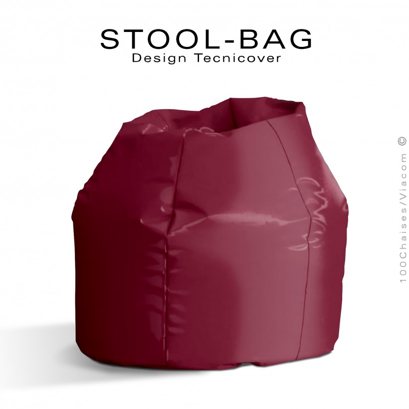 Pouf ou coussin géant XXL flottant pour piscine STOOL-BAG, billes de polystyrène, housse hydrofuge couleur bordeaux.