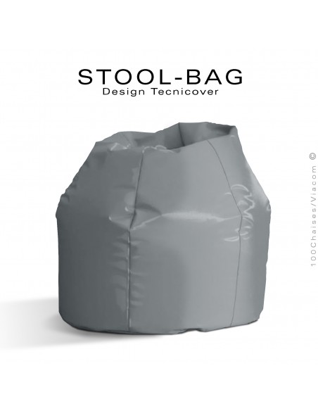 Pouf ou coussin géant XXL flottant pour piscine STOOL-BAG, billes de polystyrène, housse hydrofuge couleur gris.