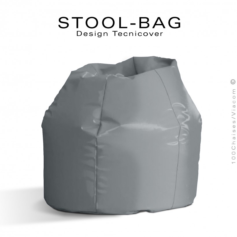 Pouf ou coussin géant XXL flottant pour piscine STOOL-BAG, billes de polystyrène, housse hydrofuge couleur gris.