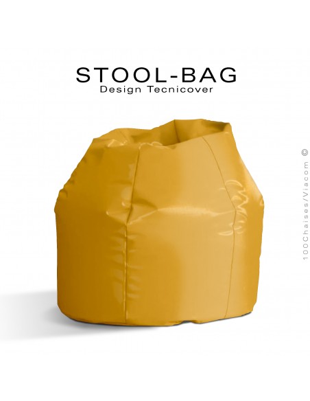 Pouf ou coussin géant XXL flottant pour piscine STOOL-BAG, billes de polystyrène, housse hydrofuge couleur jaune.