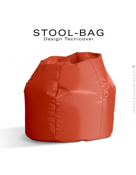 Pouf ou coussin géant XXL flottant pour piscine STOOL-BAG, billes de polystyrène, housse hydrofuge couleur orange.