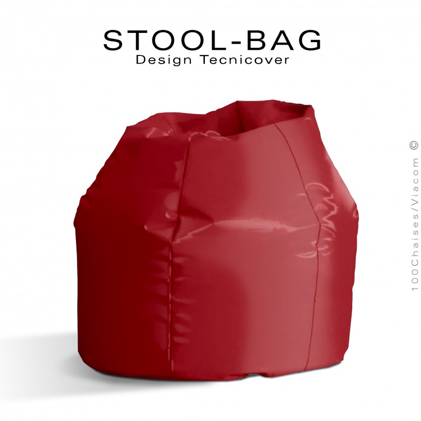 Pouf ou coussin géant XXL flottant pour piscine STOOL-BAG, billes de polystyrène, housse hydrofuge couleur rouge.