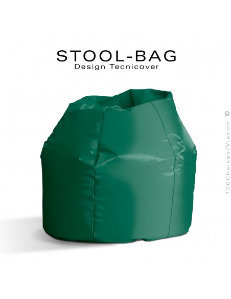 Pouf ou coussin géant XXL flottant pour piscine STOOL-BAG, billes de polystyrène, housse hydrofuge couleur vert.