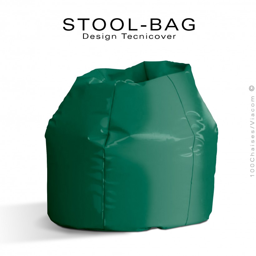 Pouf ou coussin géant XXL flottant pour piscine STOOL-BAG, billes de polystyrène, housse hydrofuge couleur vert.