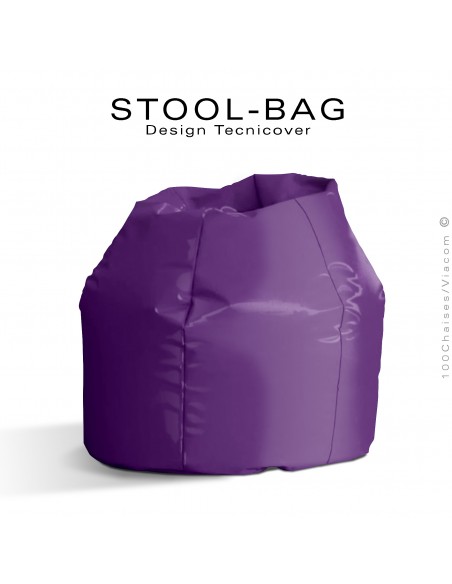 Pouf ou coussin géant XXL flottant pour piscine STOOL-BAG, billes de polystyrène, housse hydrofuge couleur violet.