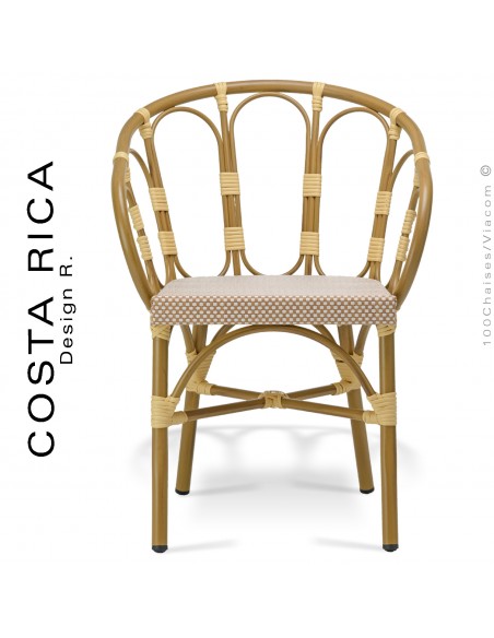 Fauteuil pour terrasse COSTA RICA , structure aluminium peint, assise et dossier tressage osier synthétique.