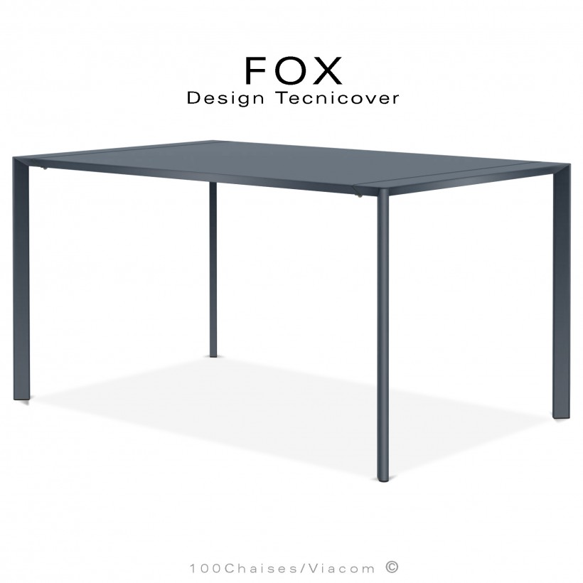 Table repas rectangulaire FOX, structure acier galvanisé peinture poudre anthracite, plateau 140x90 cm.