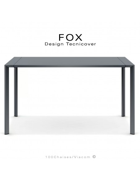 Table repas rectangulaire FOX, structure acier galvanisé peinture poudre anthracite, plateau 140x90 cm.