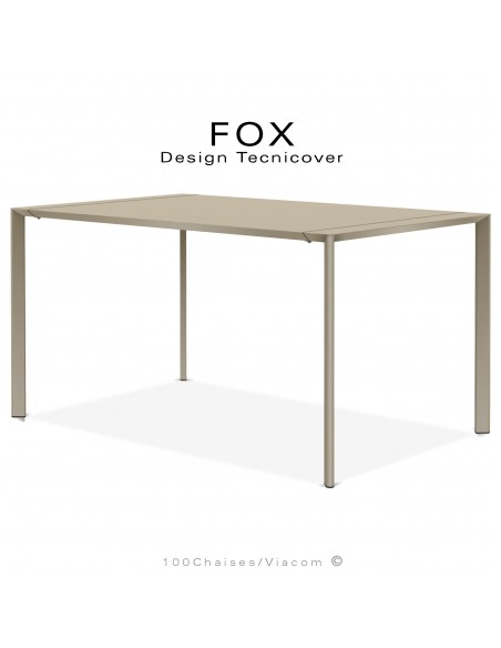 Table repas rectangulaire FOX, structure acier galvanisé peinture poudre beige, plateau 140x90 cm.